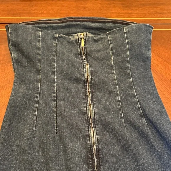 Zara Strapless Denim Midi Dress | Bodycon Jean Dress | Classic Blue Size M - Picture 5 of 9